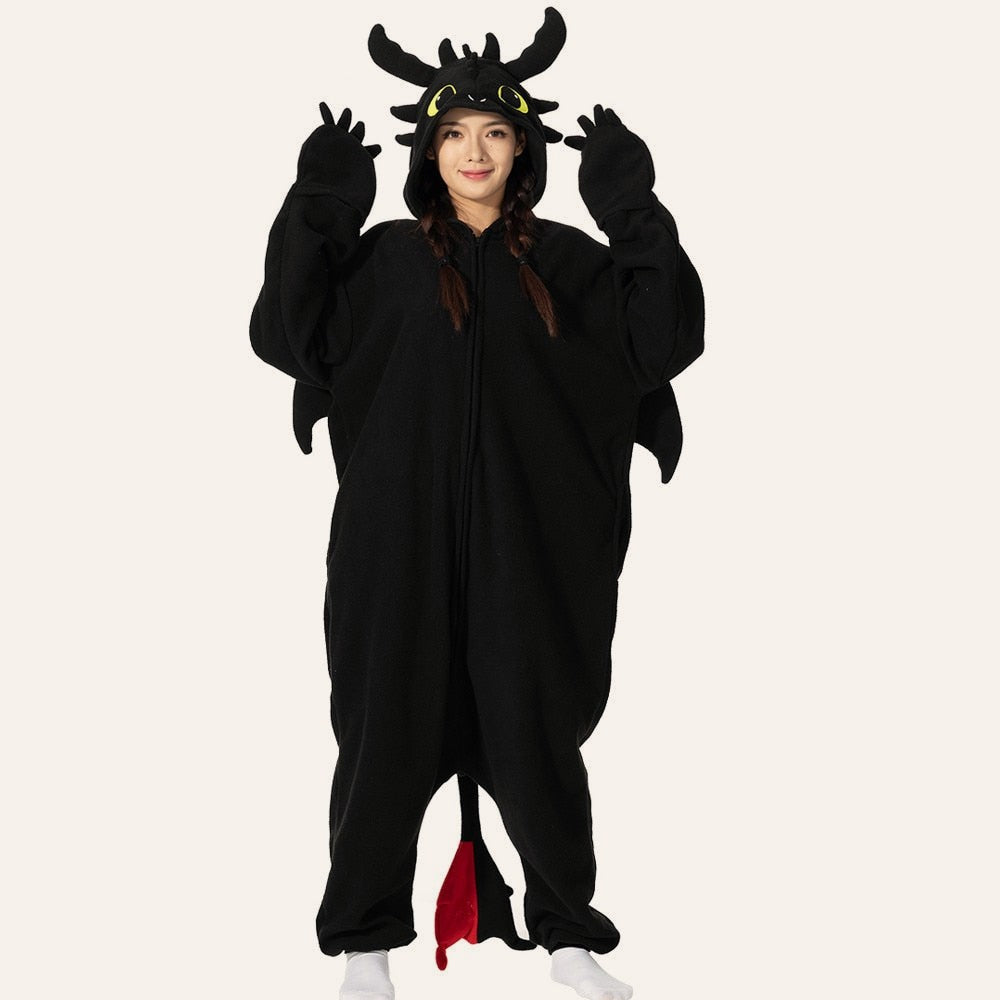 Adult Comfy Dragon onesie in black